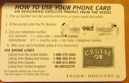 Princess Cruises Phone Card Back Side
